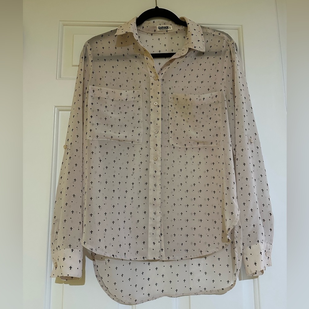 Garage Cream Shirt with Black Cross Design